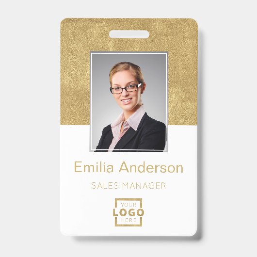 会社カスタムロゴ基本バーコード社員の写真 バッジ (正面)