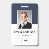 会社カスタムロゴ基本バーコード社員の写真 バッジ (正面)