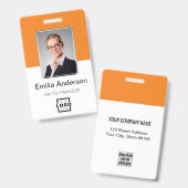 会社カスタムロゴ基本バーコード社員の写真 バッジ (正面＆裏面)