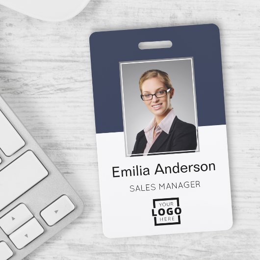 会社カスタムロゴ基本バーコード社員の写真 バッジ