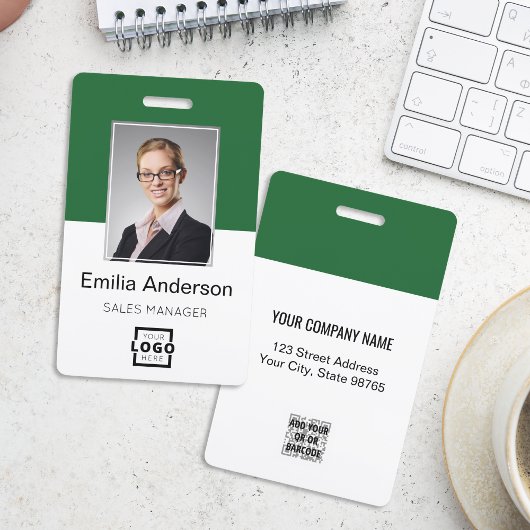 会社カスタムロゴ基本バーコード社員の写真 バッジ