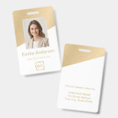 会社カスタムロゴ従業員フォトブラシ付き金ゴールド バッジ (正面＆裏面)