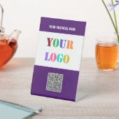 会社カスタムロゴ文字とQRコード台座標識 台座サイン (インサイチュ)