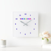 会社カスタムロゴ業務用時計テンプレート スクエア壁時計 (ホーム)