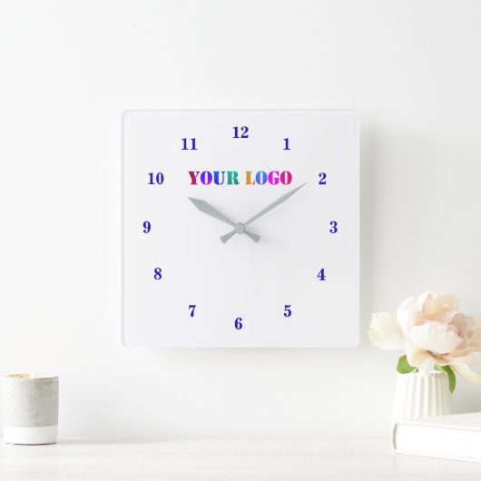 会社カスタムロゴ業務用時計テンプレート スクエア壁時計 (ホーム)