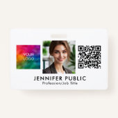 会社カスタムロゴQRコード従業員の写真はこちら バッジ (正面)