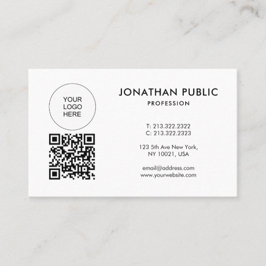 会社カスタムロゴQRコード従業員プロファイル 名刺 (正面)