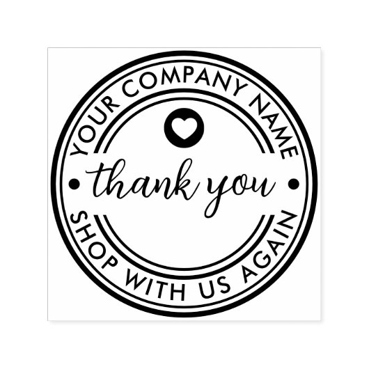 会社カスタム名ハート記号ありがとうご連絡 セルフインキングスタンプ (デザイン)