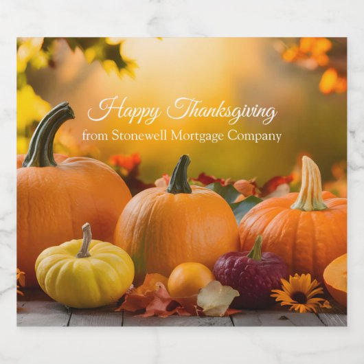 会社カスタム感謝祭かぼちゃのパーティー スパークリングワインラベル (シングルラベル)