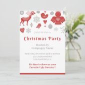 会社クリスマスクラシックパーティー北欧グレー 招待状 (スタンド正面)