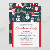 会社クリスマスパーティの招待状鹿サンタ 招待状 (正面/裏面)