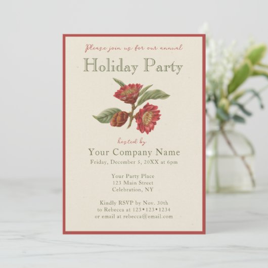 会社クリスマスパーティーエレガントヴィンテージ招待状 招待状 (スタンド正面)