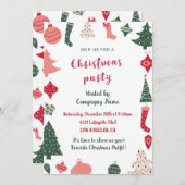 会社クリスマスパーティークリスマスパターン 招待状 (正面/裏面)
