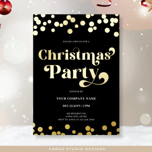 会社クリスマスパーティーゴールドフォイル招待状 箔シーズンカード
