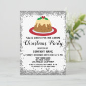 会社クリスマスパーティーホリデープディングレッドシルバー 招待状 (スタンド正面)