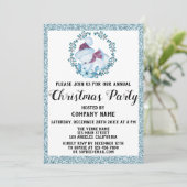 会社クリスマスパーティーリースライトブルーグリッター 招待状 (スタンド正面)