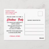 会社クリスマスパーティーレッドキャンディーケーン招待状 ポストカード (裏面)