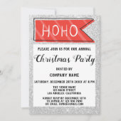 会社クリスマスパーティーレッド&グレーシルバーグリッター 招待状 (正面)