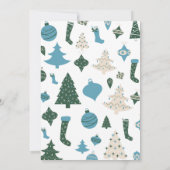 会社クリスマスパーティー招待状かわいいグリーンブルー 招待状 (裏面)