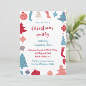 会社クリスマスパーティー招待状かわいいピンクとブルー 招待状 (スタンド正面)