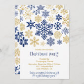 会社クリスマスパーティー招待状シックスノーフレーク 招待状 (正面/裏面)