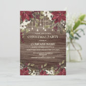 会社クリスマスパーティー素朴ウッドレッドポインセチア 招待状 (スタンド正面)