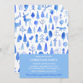会社クリスマスパーティー美しい水色 招待状 (正面/裏面)
