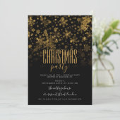会社クリスマスホリデーパーティー金ゴールドブラック 招待状 (スタンド正面)