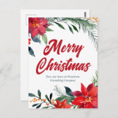 会社クリスマスポインセチアカスタムフローラホリデイ ポストカード (正面/裏面)
