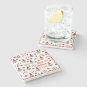 会社クリスマスレッドフレームギフトストーンコースター ストーンコースター (横)