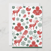 会社クリスマス美しい北欧パターングリーン 招待状 (裏面)