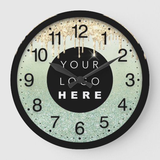 会社グリッターMetalic赤面ドライブロゴ ラージ壁時計 (正面)