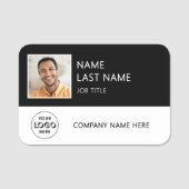会社シンプルロゴ黒い社員写真 名札 (正面)
