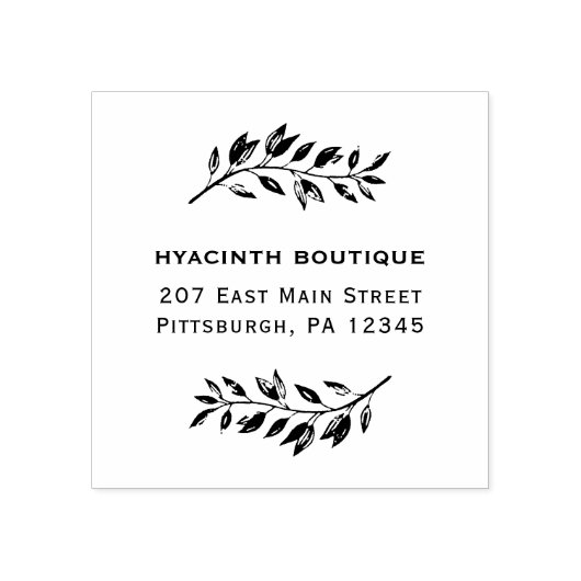 会社シンプル名及び住所付き植物学 ラバースタンプ (インプリント)