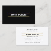 会社スタイリッシュプレーン黒金ゴールド白モダン 名刺 (正面/裏面)