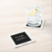 会社ストライプののビジ企業のネスロゴ白 スクエアペーパーコースター (インサイチュ)