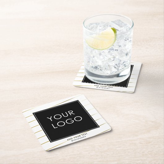 会社ストライプののビジ企業のネスロゴ白 スクエアペーパーコースター (インサイチュ)