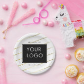 会社ストライプののビジ企業のネスロゴ白 ペーパープレート (パーティー)