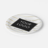 会社ストライプののビジ企業のネスロゴ白 ペーパープレート (アングル)