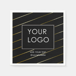 会社ストライプののビジ企業のネスロゴ黒 スタンダードカクテルナプキン