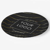 会社ストライプののビジ企業のネスロゴ黒 ペーパープレート (アングル)