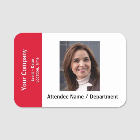 会社スペシャルイベント名タグバッジ（写真付き） 名札 (正面)