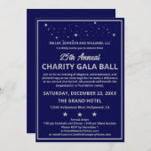 会社チャリティガラボールブルーエレガントシルバー 招待状 (正面/裏面)
