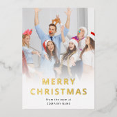 会社チームフォトロゴQRコードメリークリスマス 箔シーズンカード (正面)