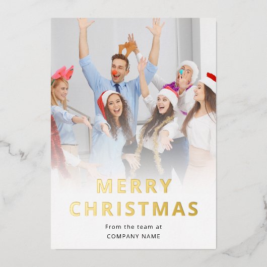 会社チームフォトロゴQRコードメリークリスマス 箔シーズンカード (正面)