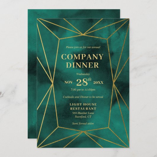 会社ディナー 招待状 (正面/裏面)