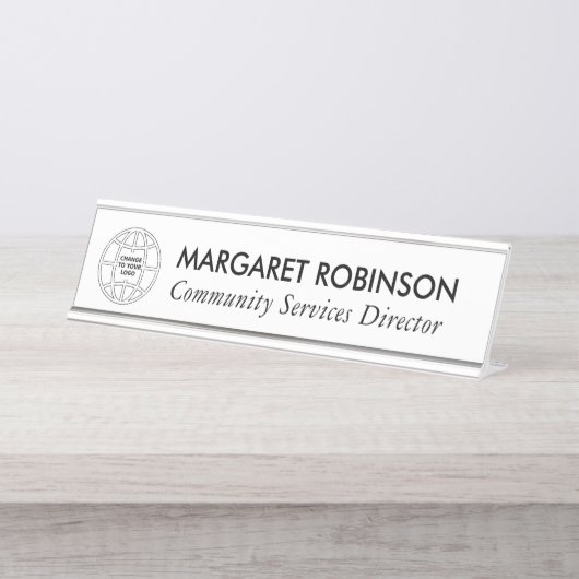 会社パーソナライズされたロゴデスク名プレート デスクネームプレート (正面)