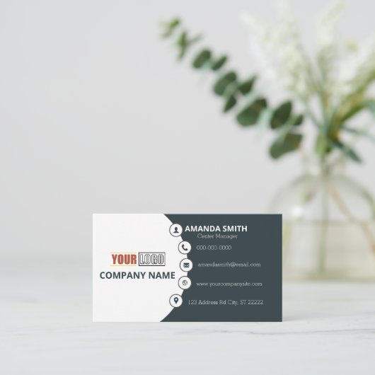 会社パーソナライズされたロゴ従業員モダン 名刺 (スタンド正面)