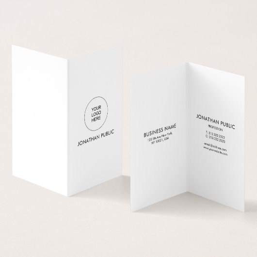 会社パーソナライズされたロゴ縦折りモダン曲げ 名刺 (内部&外部)