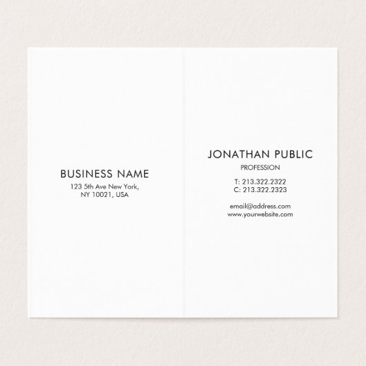 会社パーソナライズされたロゴ縦折りモダン曲げ 名刺 (内部フラット)